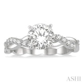 1/5 Ctw Round Center Semi-Mount Diamond Engagement Ring in 14K White Gold